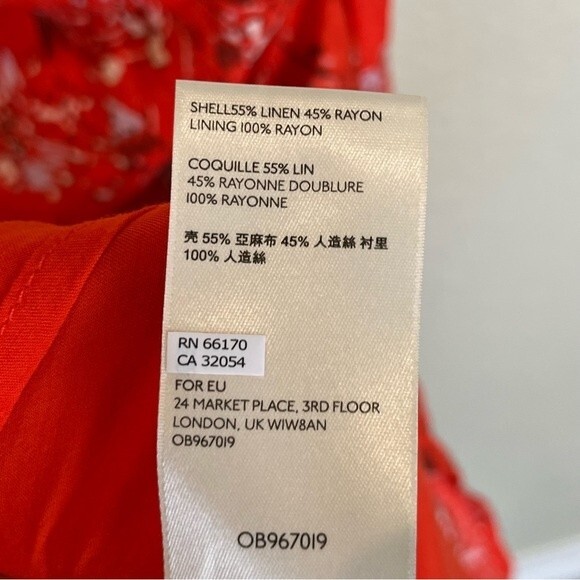 Free People All Mine Linen Blend Mini Dress in Cherry Combo NWT! sz L - Picture 15 of 15